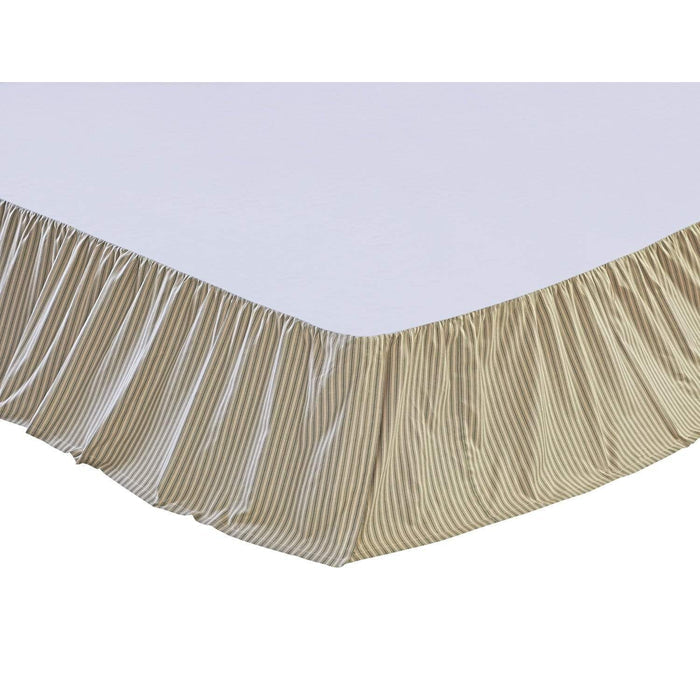 Prairie Winds Green Ticking Stripe Twin Bed Skirt 39x76x16 - The Village Country Store