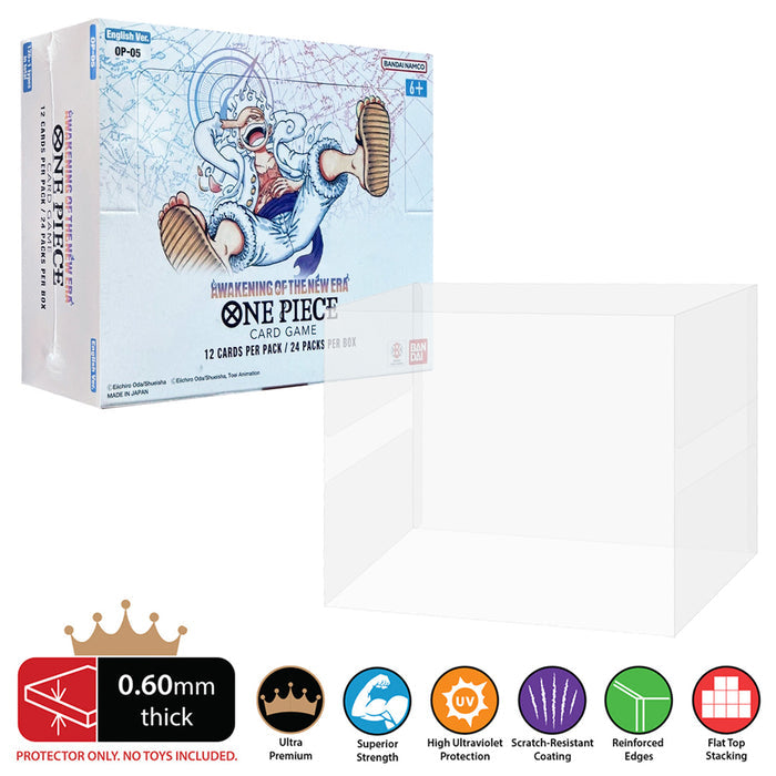 ONE PIECE TCG English Booster Box Protectors (0.60mm thick, UV & Scratch Resistant) 4.6h x 5.75w x 2.5d