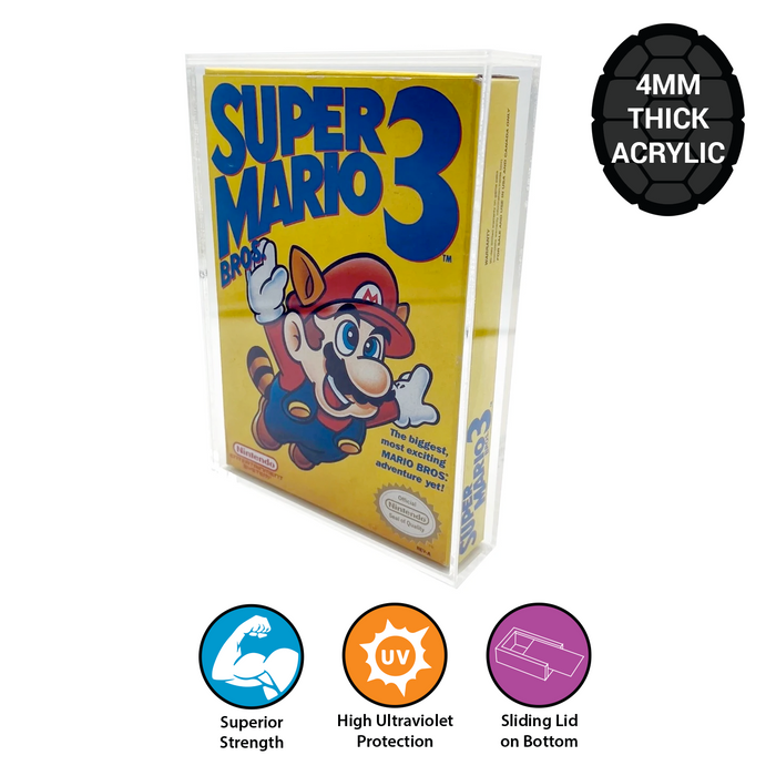 Acrylic Case for NES Video Game Box 4mm thick, UV & Slide Bottom 5h x 7w x 0.75d on The Pop Protector Guide by Display Geek