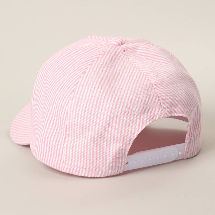 REALLY BUSY DILLY DALLYING Seersucker Stripe Hat: PINK - B Social Boutique