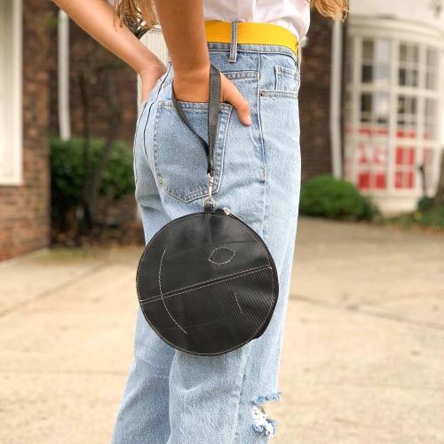 Recycled Rubber Small Round Wristlet - TheHomeToGo