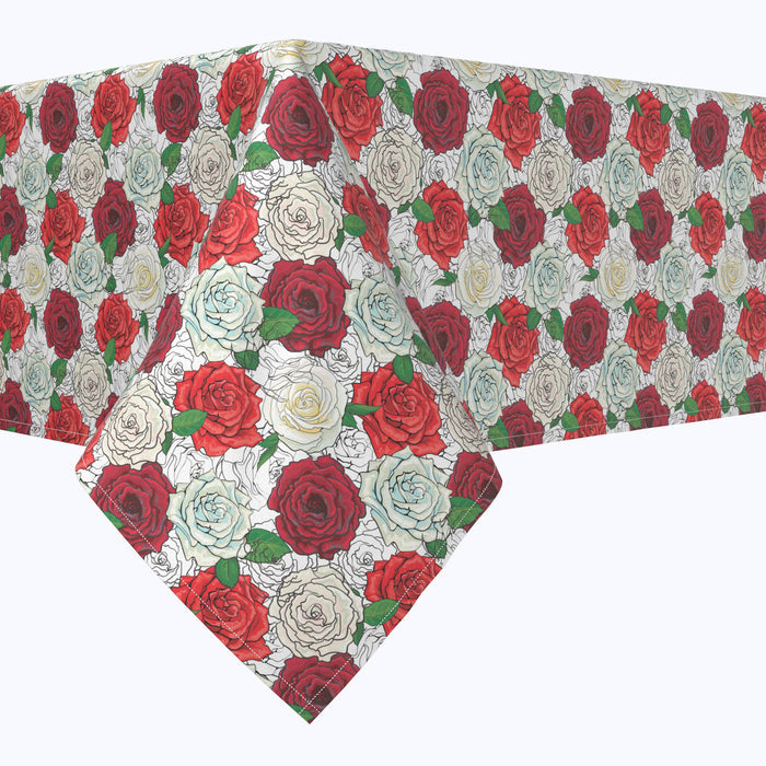 Red & White Rose Sketches Squares