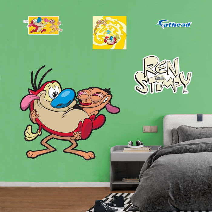 Ren & Stimpy - Ren and Stimpy - RealBig Holding Stimpy Collection - Official Nickelodeon - Reusable Vinyl Wall Decals