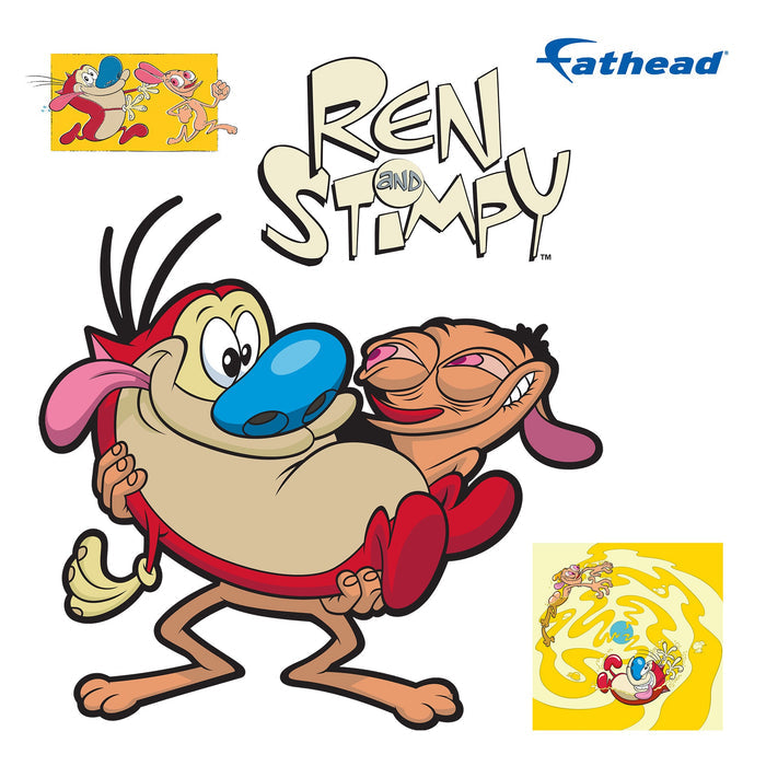 Ren & Stimpy - Ren and Stimpy - RealBig Holding Stimpy Collection - Official Nickelodeon - Reusable Vinyl Wall Decals