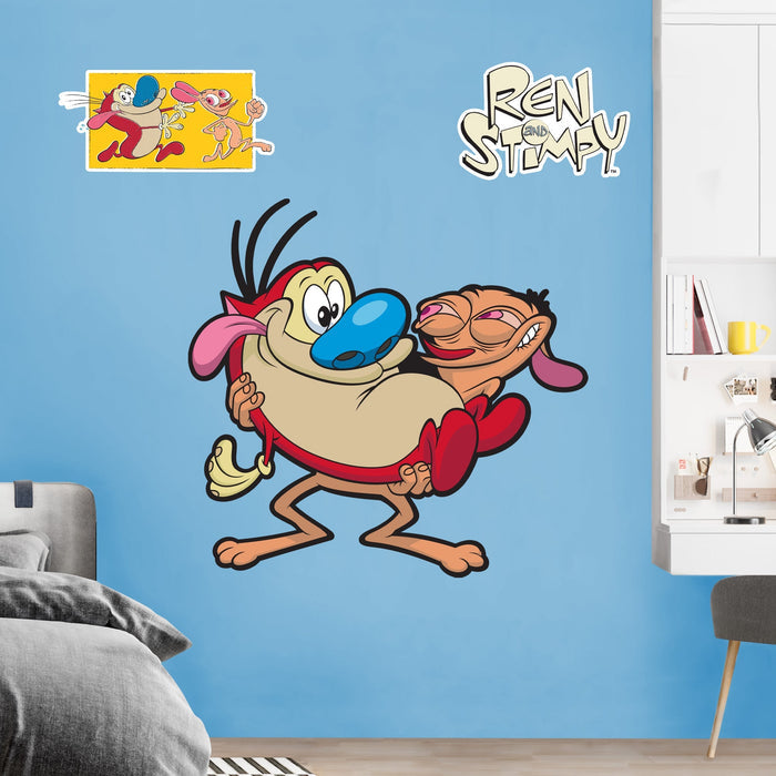Ren & Stimpy - Ren and Stimpy - RealBig Holding Stimpy Collection - Official Nickelodeon - Reusable Vinyl Wall Decals