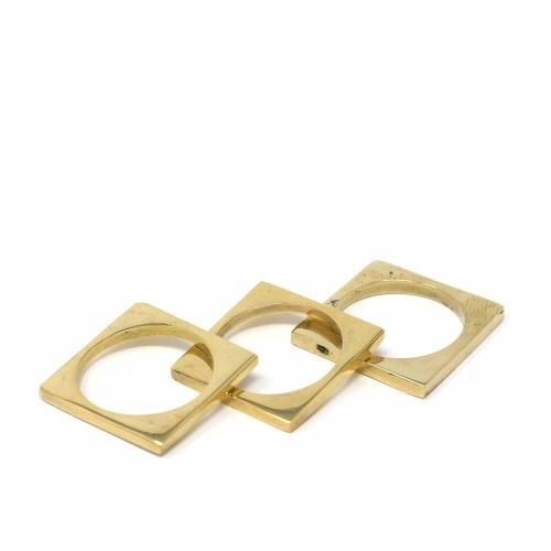 Rings: Brass Squares, Set of 3 - Size 8 - TheHomeToGo