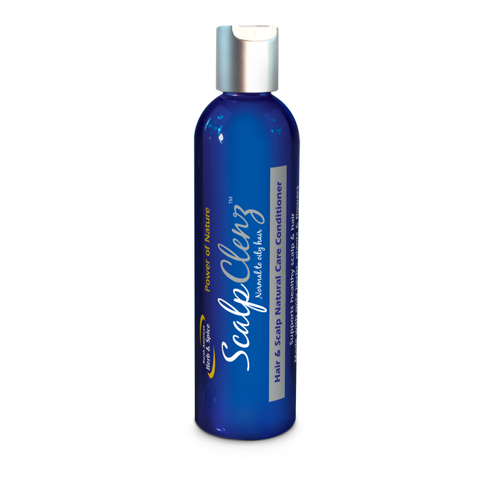 ScalpClenz Conditioner - Botanical Conditioner for Dry Scalp in blue bottle for hair and scalp care.