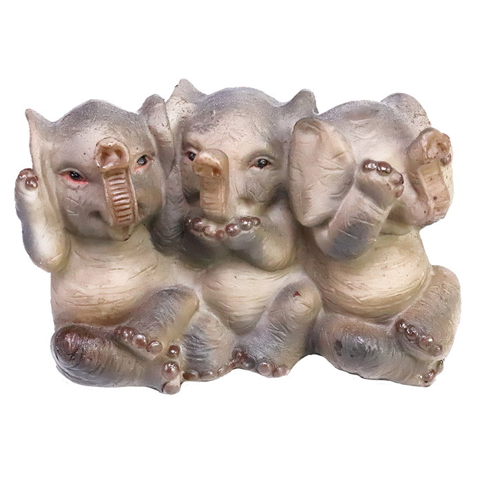 See No Evil, Hear No Evil, Speak No Evil Adorable Elephant Figurine