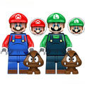 Set of 2 - Mario & Luigi (Super Mario Bros) - Custom Building Blocks Mini Figures Compatible with Brick Building System