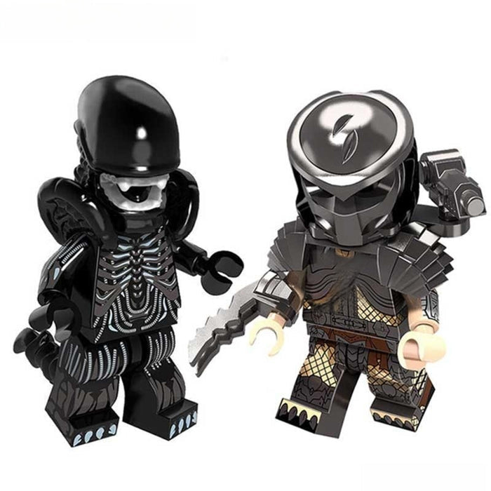 Set of 2 (Alien vs Predator) - Custom Building Blocks Mini Figures Compatible with Brick Building System