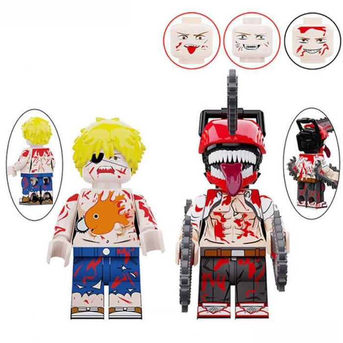 Set of 2 (Chainsaw Man) - Custom Building Blocks Mini Figures Compatible with Brick Building System