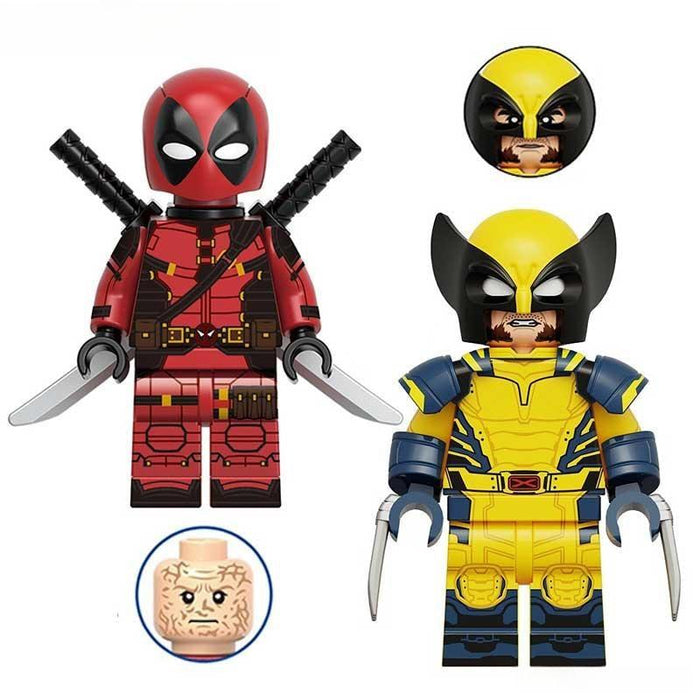 Set of 2 (Marvel Deadpool & Wolverine) - Custom Building Blocks Mini Figures Compatible with Brick Building System