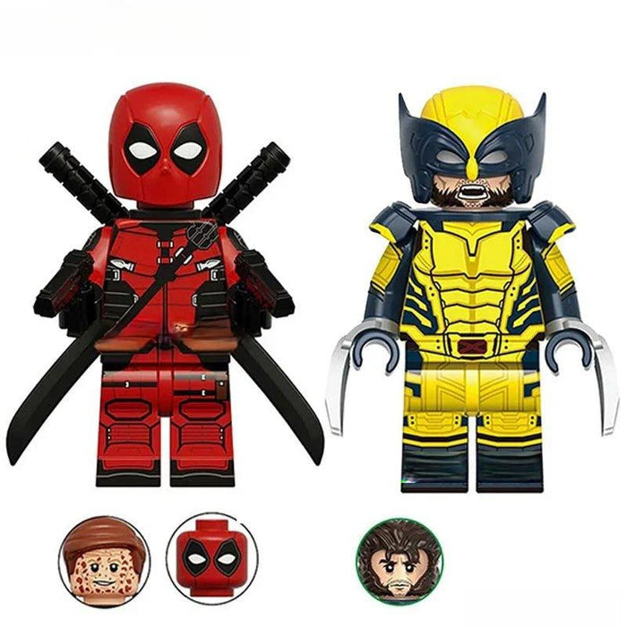 Set of 2 (Marvel Deadpool & Wolverine) - Custom Building Blocks Mini Figures Compatible with Brick Building System