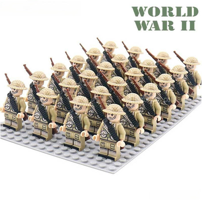 Set of 24 - American Soldiers Set D-261 (American History World War II) - Custom Building Blocks Mini Figures Compatible with Brick Building System