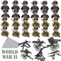 Set of 24 American & German Soldiers (American History World War II) - Custom Building Blocks Mini Figures Compatible with Brick Building System