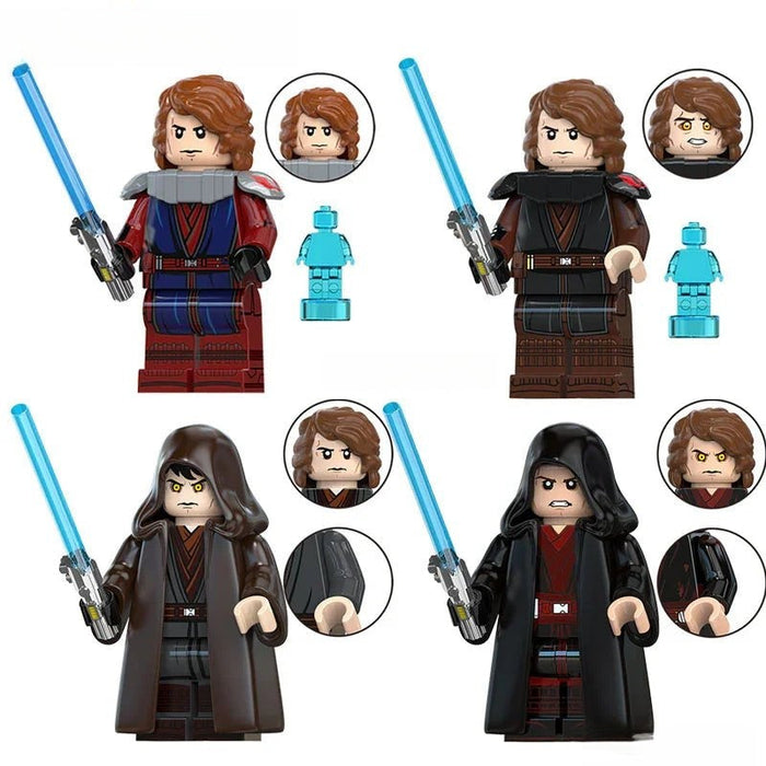 Set of 4 - Anakin Skywalker (Star Wars) - Custom Building Blocks Mini Figures Compatible with Brick Building System