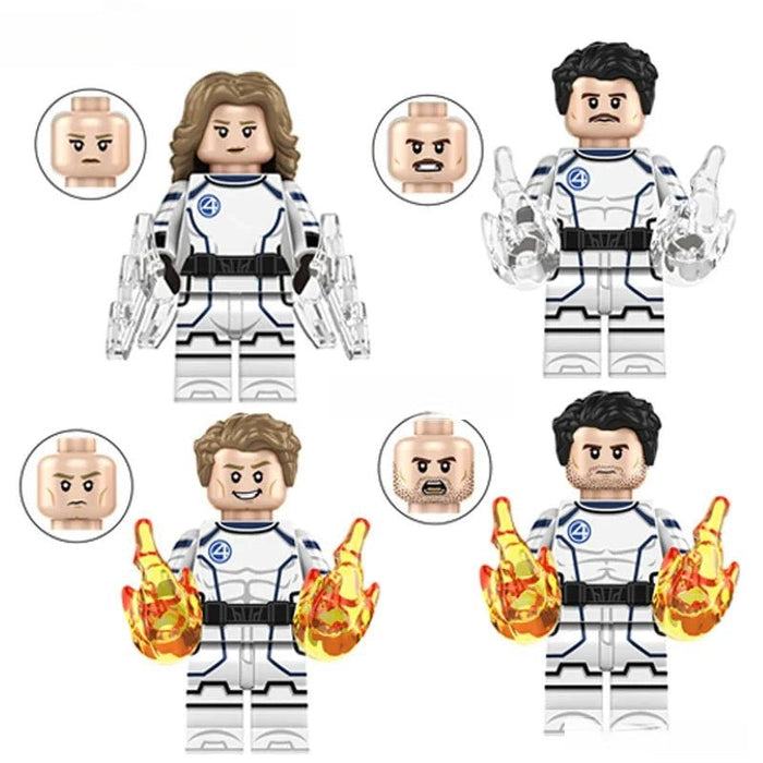 Set of 4 (Marvel Fantastic Four) - Custom Building Blocks Mini Figures Compatible with Brick Building System