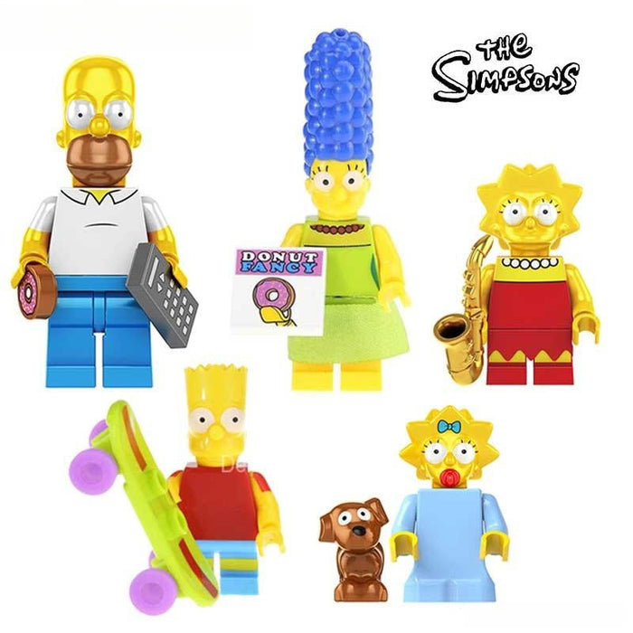 Set of 5 (The Simpsons) - Custom Building Blocks Mini Figures Compatible with Brick Building System