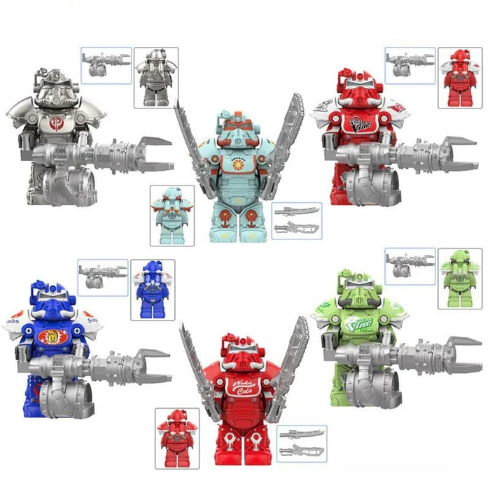 Set of 6 - T-51 Power Armor (Fallout) - Custom Building Blocks Mini Figures Compatible with Brick Building System