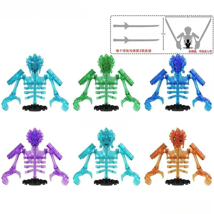 Set of 6 LARGE Susanoo Gods (Naruto) - Custom Building Blocks Mini Figures Compatible with Brick Building System