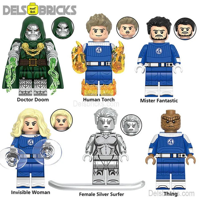 Set of 6 (Marvel Fantastic Four) - Custom Building Blocks Mini Figures Compatible with Brick Building System