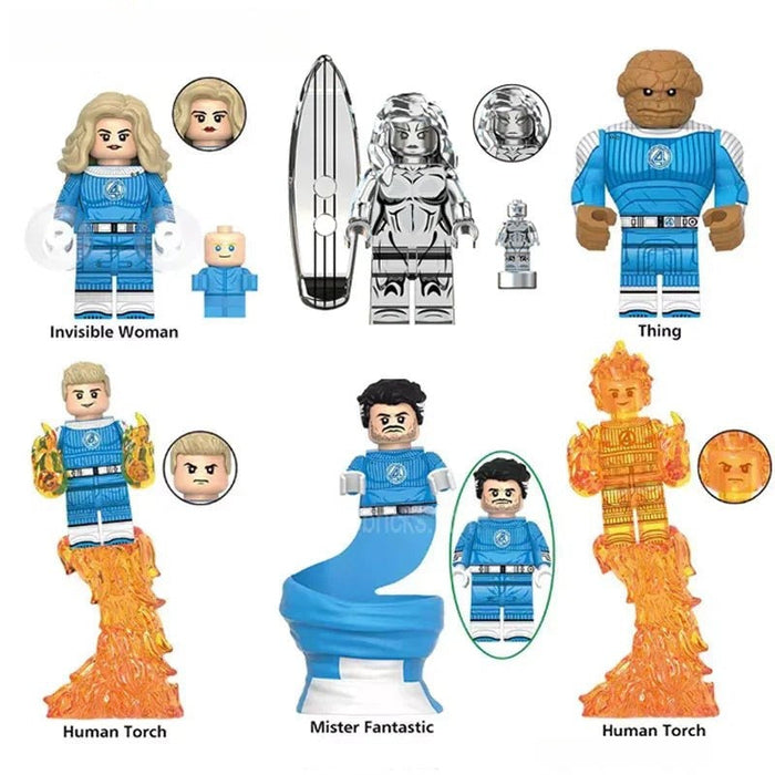 Set of 6 (Marvel The Fantastic Four) - Custom Building Blocks Mini Figures Compatible with Brick Building System