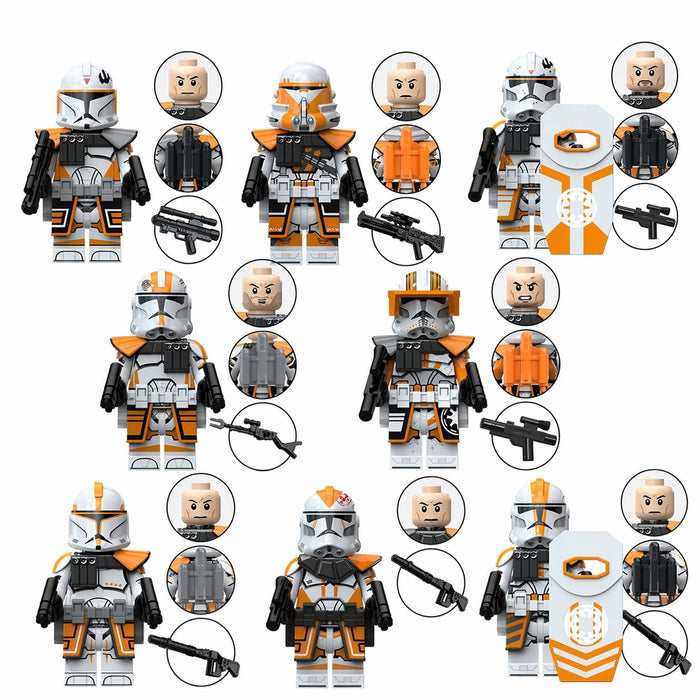 Set of 8 - 212th Battalion Clone Troopers (Star Wars) - Custom Building Blocks Mini Figures Compatible with Brick Building System