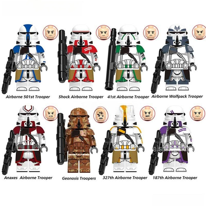 Set of 8 - Airborne Clone troopers (Star Wars) - Custom Building Blocks Mini Figures Compatible with Brick Building System