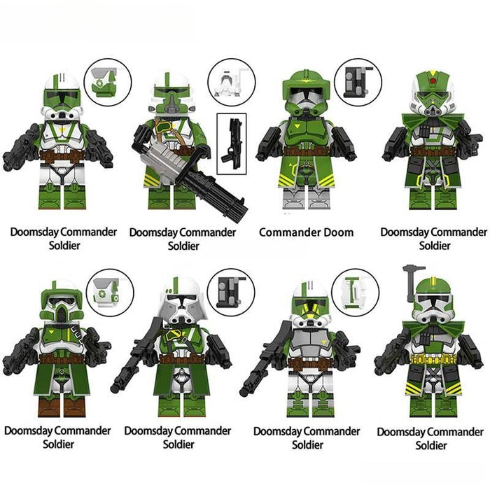 Set of 8 - Doom's Unit Doomsday Quad Clone troopers (Star Wars) - Custom Building Blocks Mini Figures Compatible with Brick Building System