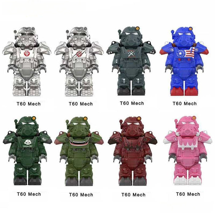 Set of 8 - T-60 Power Armor (Fallout) - Custom Building Blocks Mini Figures Compatible with Brick Building System