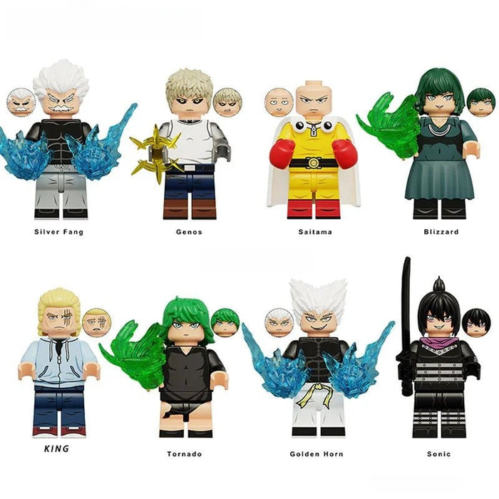 Set of 8 (One Punch Man) - Custom Building Blocks Mini Figures Compatible with Brick Building System