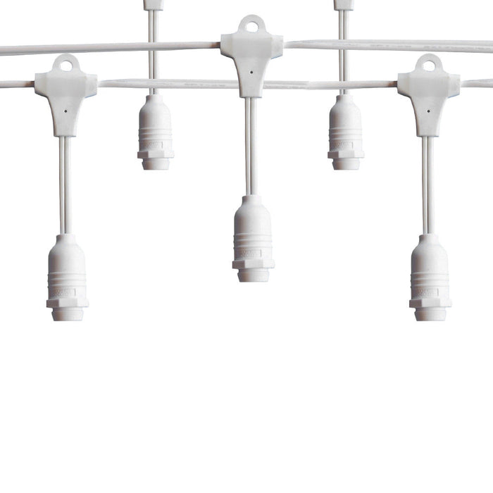Shatterproof Globe LED Patriotic 4th of July Outdoor Suspended Commercial String Light, White Cord