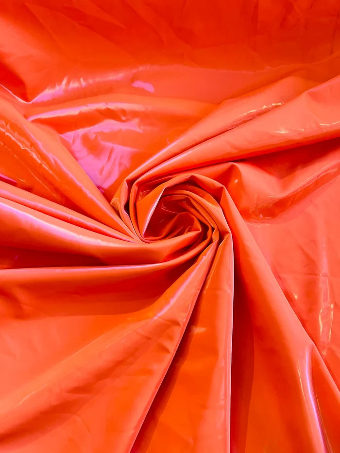 Shiny Latex Stretch Vinyl - Orange - 4 Way Stretch Milliskin Vinyl Spandex Latex Fabric by Yard