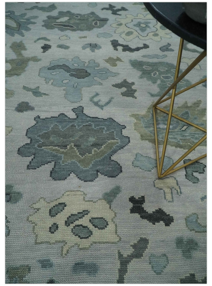 Silver and Gray Hand knotted Traditional Oushak Multi Size wool Area Rug - The Rug Decor