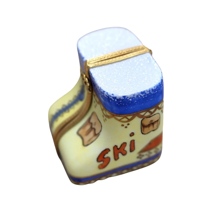 Ski Boots for Ski Lovers Limoges box, hand-painted porcelain made in France