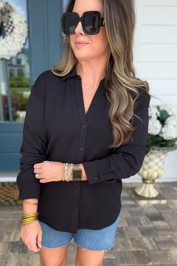 SPANX: AirEssentials Oversized Button Down - Very Black - B Social Boutique