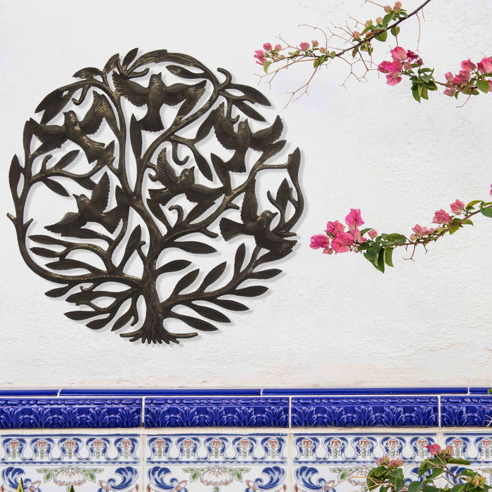 Steel Drum Art - 24 inch Tree of Life - Croix des Bouquets - TheHomeToGo