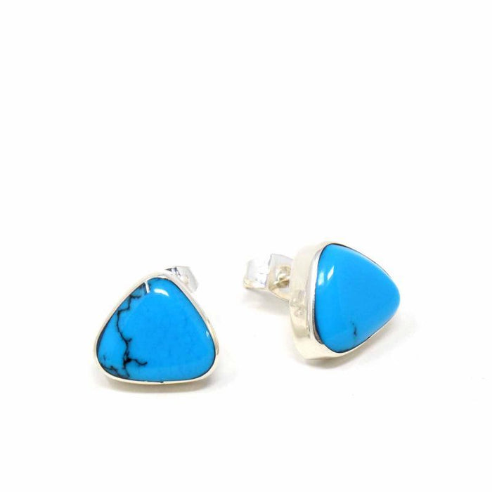 Sterling Silver Earrings, Triangle with Turquoise - TheHomeToGo
