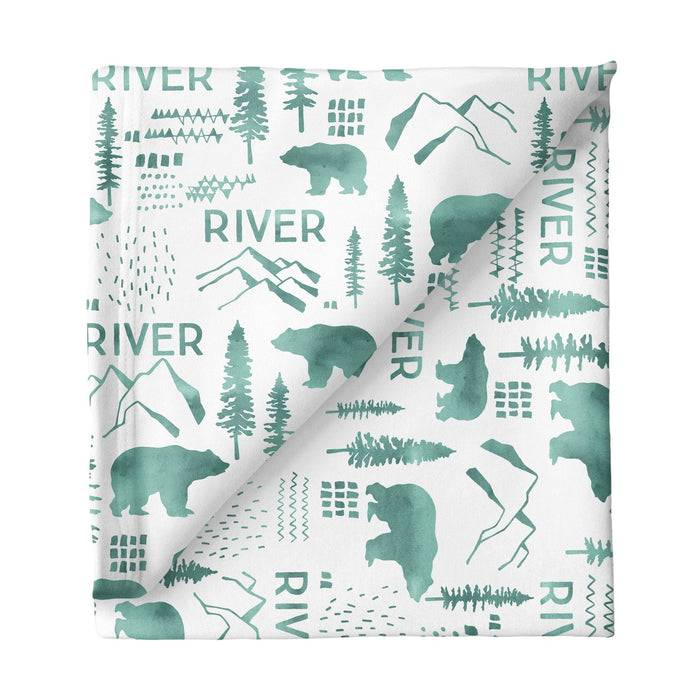 Sugar + Maple Personalized Green Sugar + Maple Large Stretchy Blanket - Woodland Green