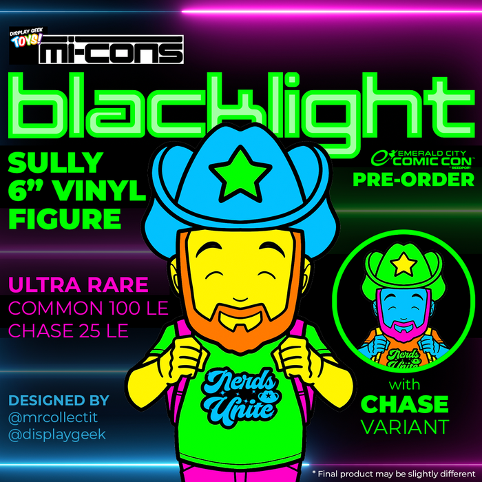 display geek toys mi-cons eccc sully black light blacklight neon toy with chase