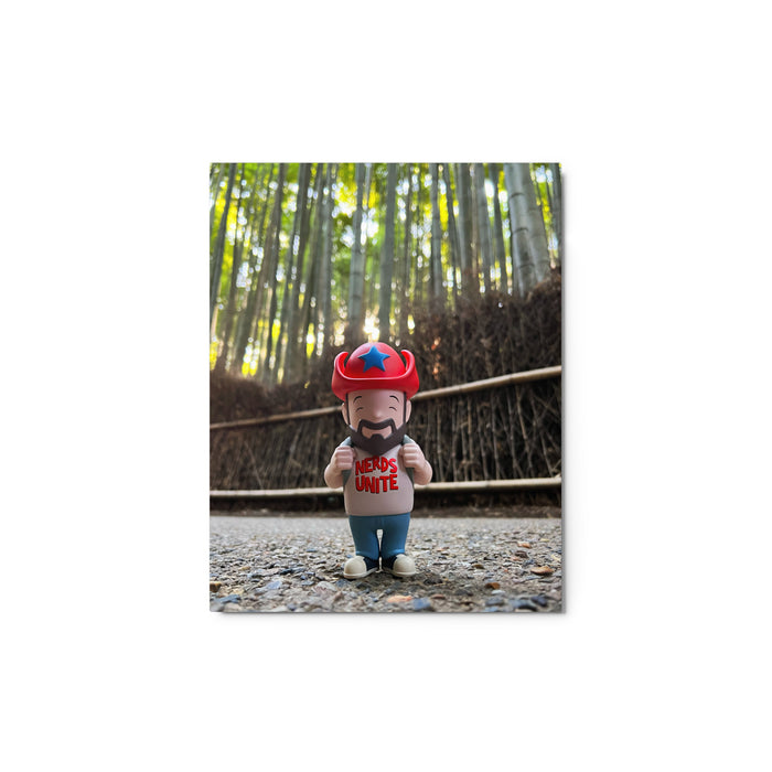 Sully visits Arashiyama Bamboo Forest Japan - 11 x 14 Metal Print by Nomading Nerds