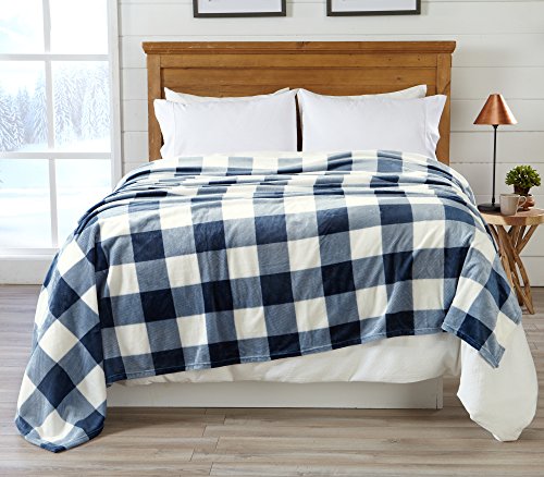 Super Soft Plaid Buffalo Check Velvet Plush Bed Blanket - EK CHIC HOME
