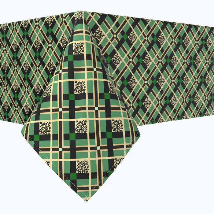 Tartan Plaid With Leopard Spots Squares