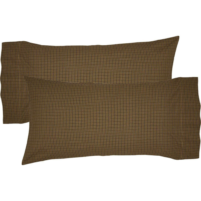 Tea Cabin Green Plaid King Pillow Case Set of 2 21x40 - The Village Country Store