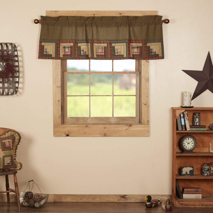 Tea Cabin Valance Log Cabin Block Border 20x60 - The Village Country Store