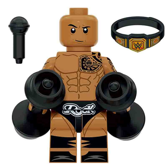 The Rock Dwayne Johnson (WWE) - Custom Building Blocks Mini Figures Compatible with Brick Building System