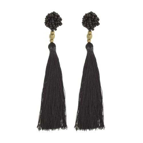 The Rosette Tassel Earring, Black - Aid Through Trade - TheHomeToGo