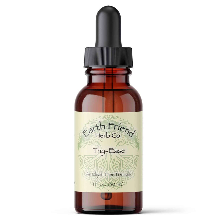 Thy-Ease liquid herbs for endocrine support in a dropper bottle by Earth Friend Herb Co.