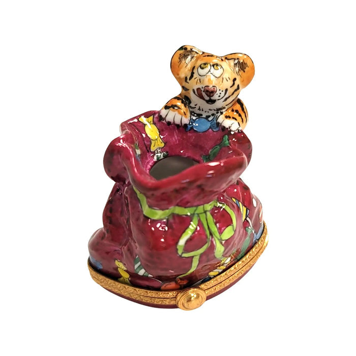 Tiger Pencil Holder, hand-painted Limoges porcelain made in France
