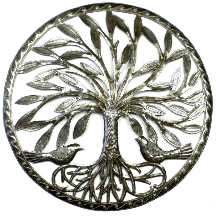 Tree of Life with Two Birds Metal Wall Art - Croix des Bouquets - TheHomeToGo